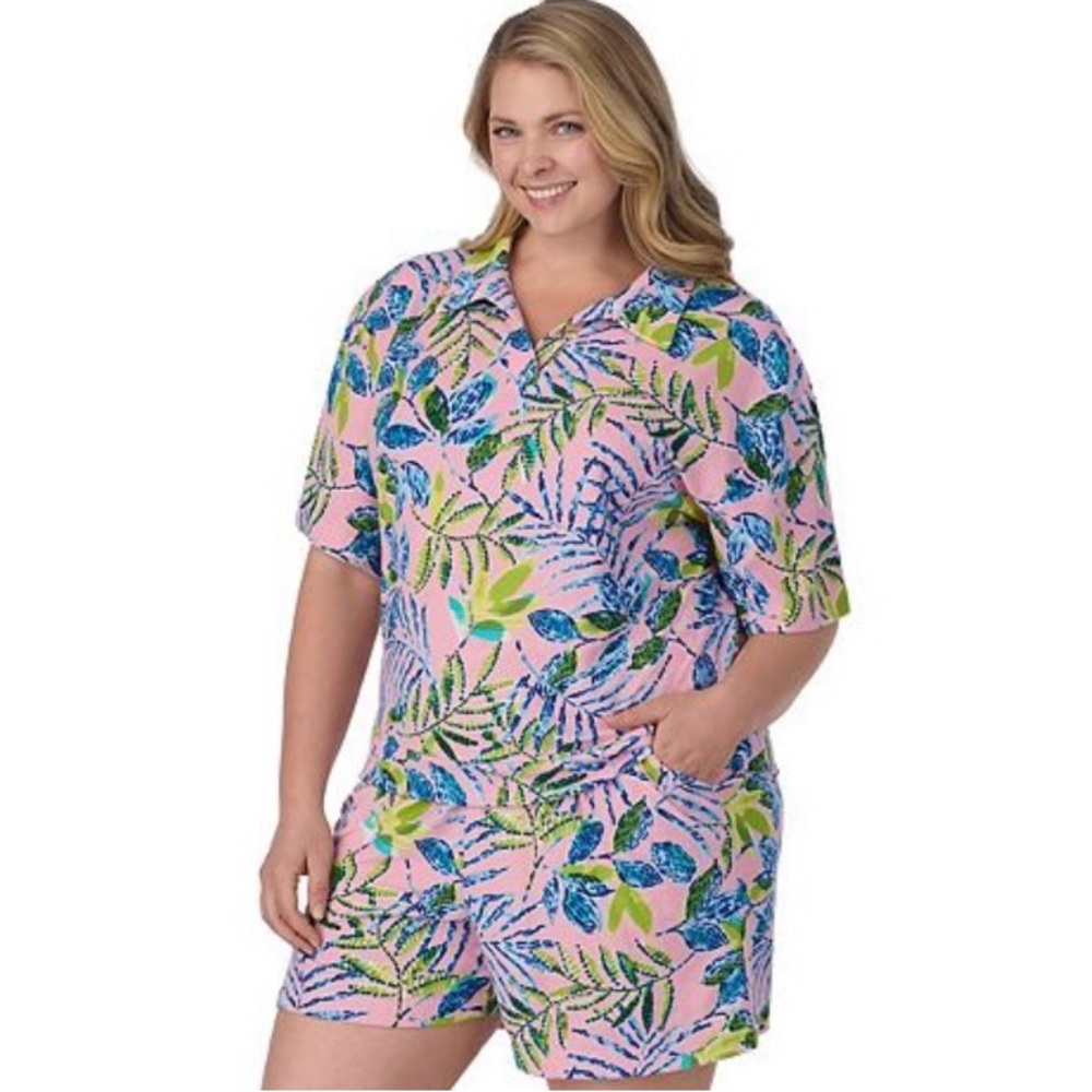 Cuddl Dudds Pink Floral Short Set- XXL